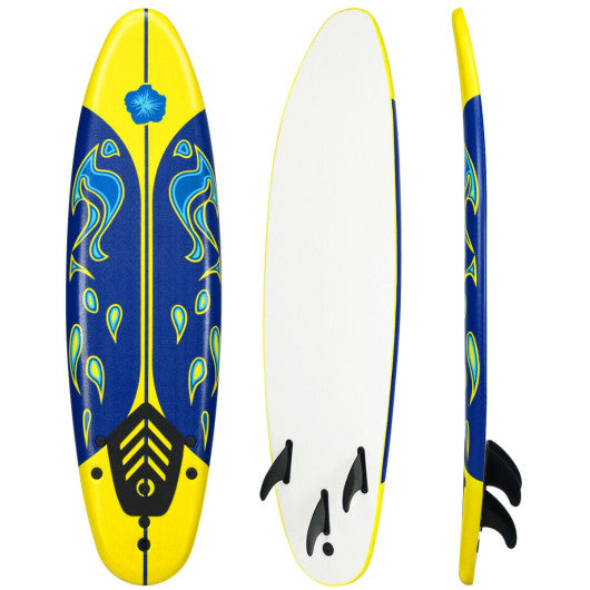 VYSN 6' Soft Top Beginner Surfboard with 3 Removable Fins - Yellow