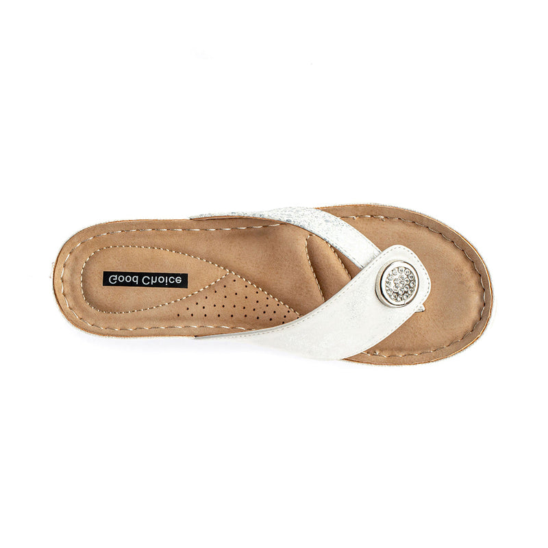 Good Choice Dafni White Wedge Sandals