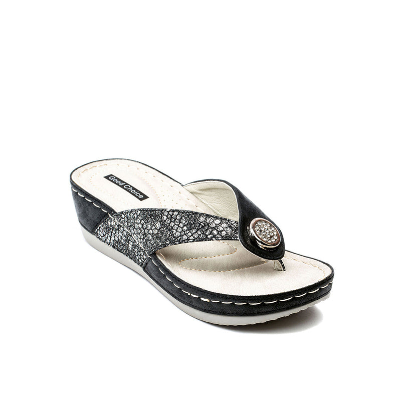 Good Choice Dafni Black Wedge Sandals