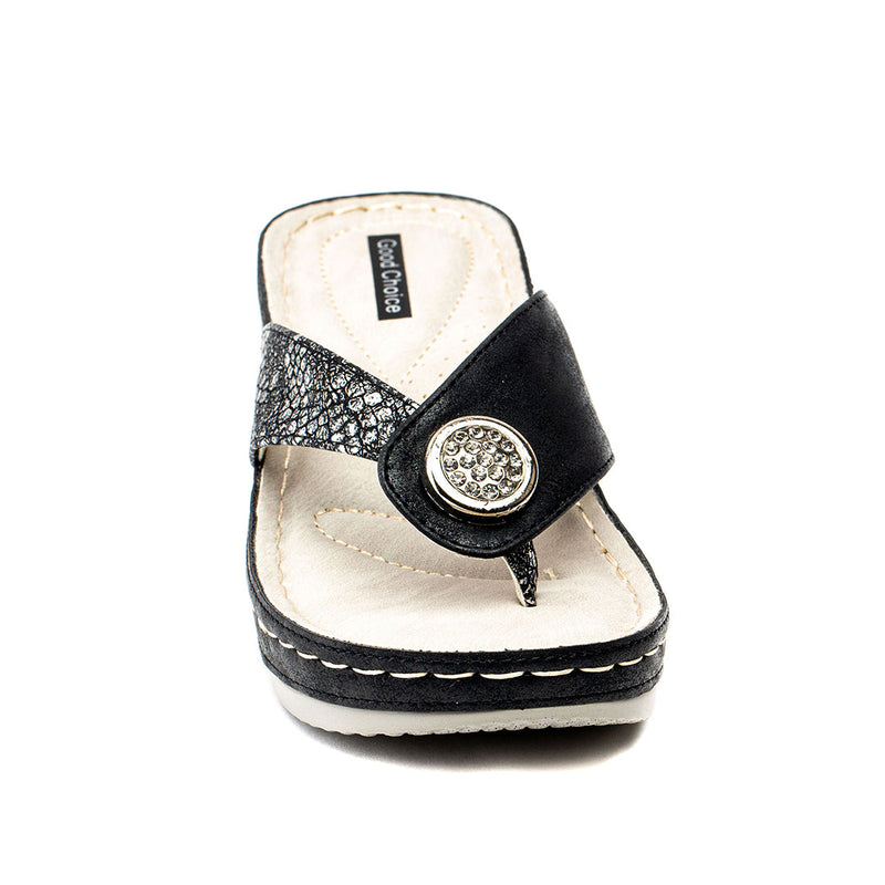 Good Choice Dafni Black Wedge Sandals