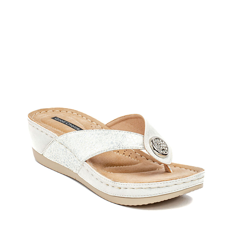 Good Choice Dafni White Wedge Sandals