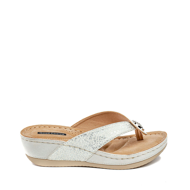 Good Choice Dafni White Wedge Sandals