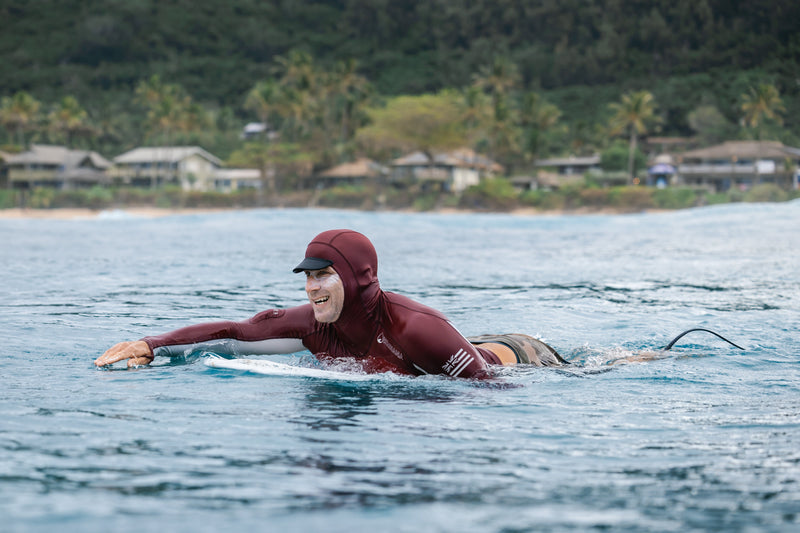 Waihana Carvico Hooded Surf Rashguard - Maroon