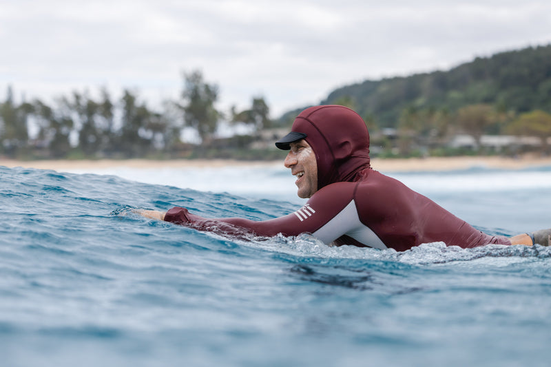 Waihana Carvico Hooded Surf Rashguard - Maroon