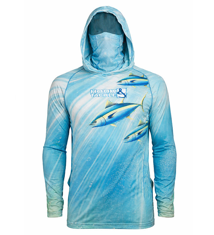 Hook & Tackle Tuna Abyss Men's UV Fishing Hoodie with Built-In Gaiter