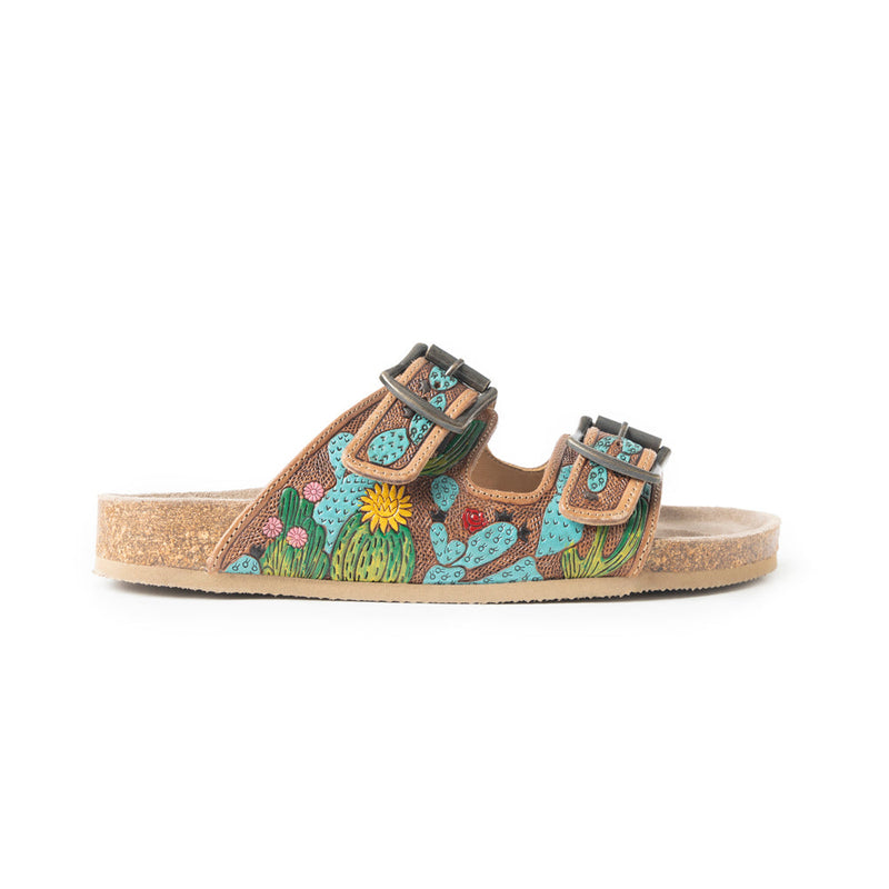 Myra Falling Feather Green & Brown Sandals