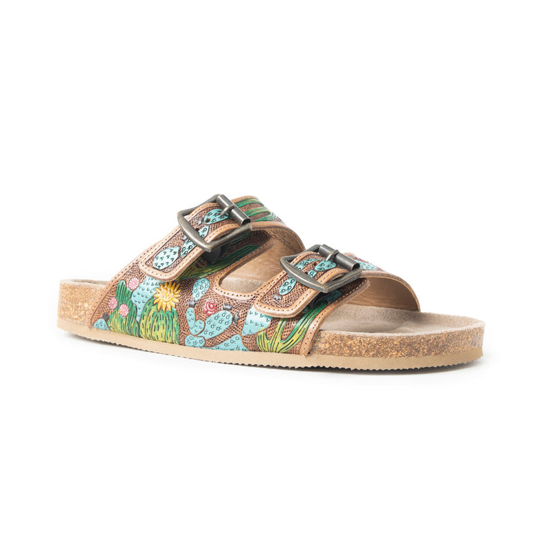 Myra Falling Feather Green & Brown Sandals