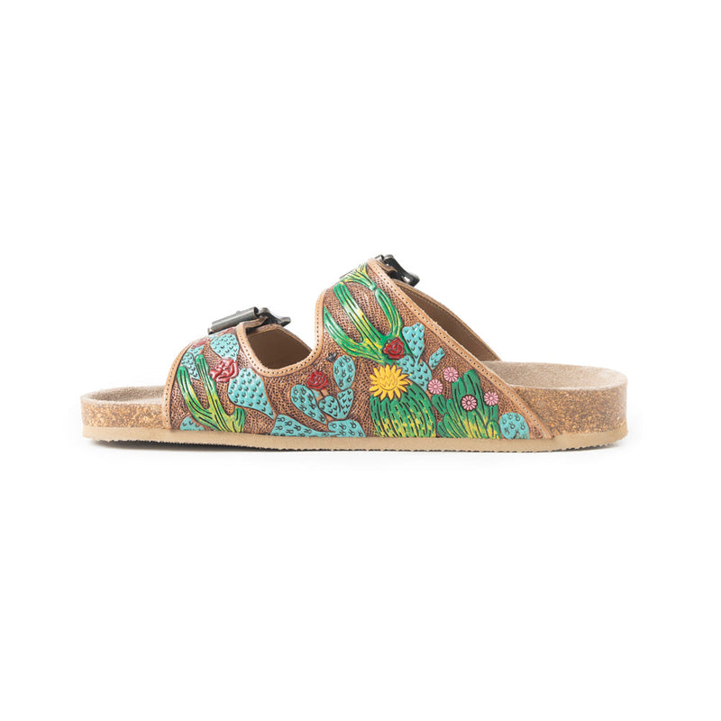 Myra Falling Feather Green & Brown Sandals