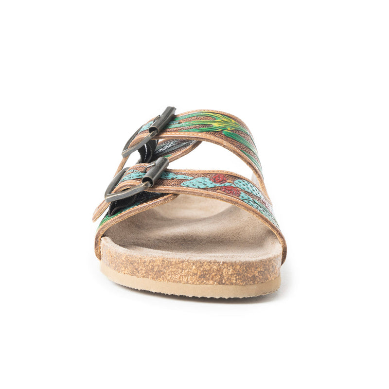 Myra Falling Feather Green & Brown Sandals