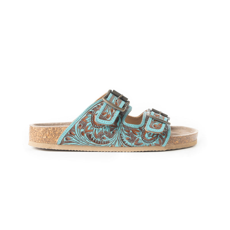 Myra Falling Feather Blue & Brown Sandals