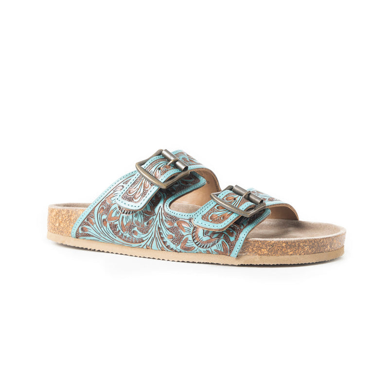 Myra Falling Feather Blue & Brown Sandals