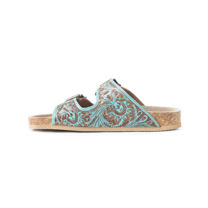Myra Falling Feather Blue & Brown Sandals