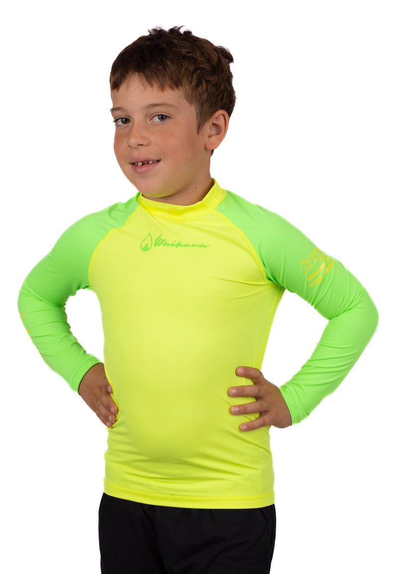 Waihana Kids’ Lime Long Sleeve Rashguard