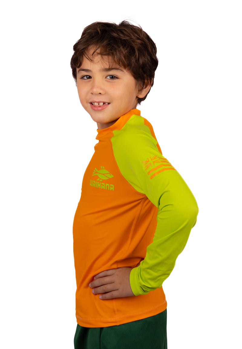 Waihana Kids’ Orange Long Sleeve Rashguard