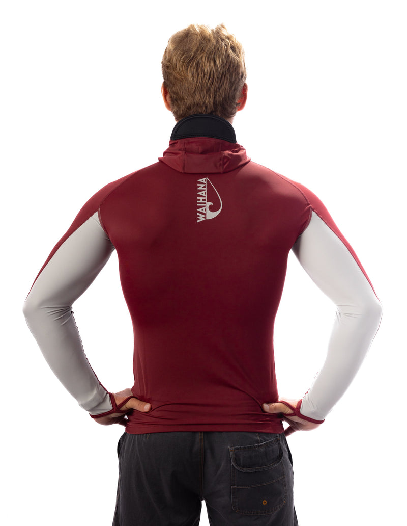 Waihana Carvico Hooded Surf Rashguard - Maroon