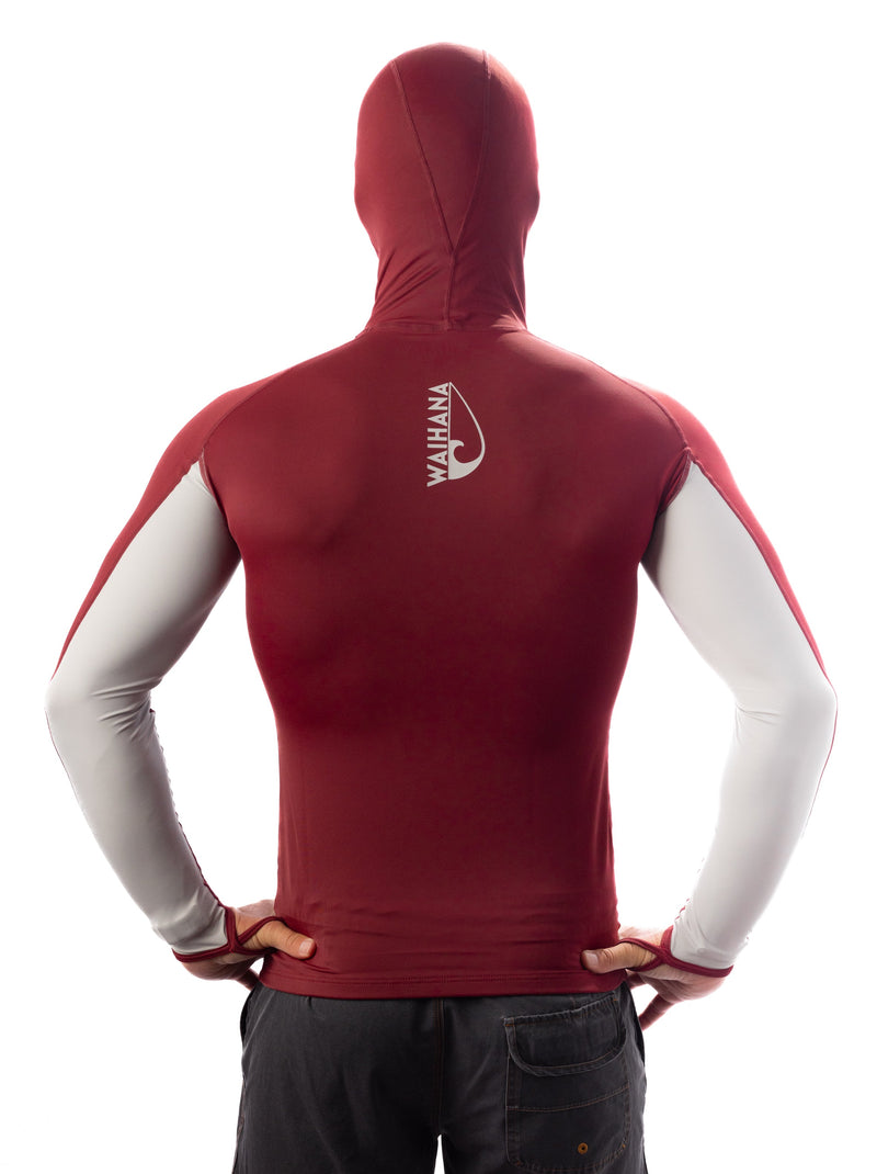 Waihana Carvico Hooded Surf Rashguard - Maroon