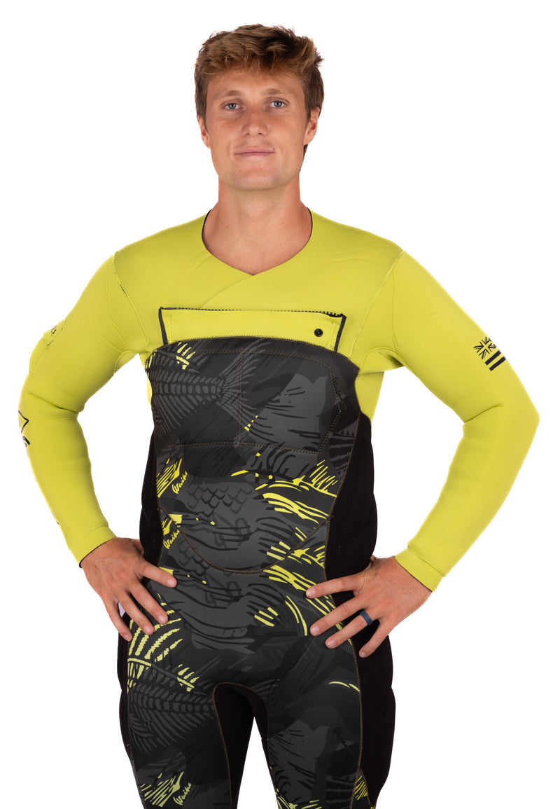 Waihana Men’s Lime Fishbone Impact 5/4mm Hooded Steamer Wetsuit