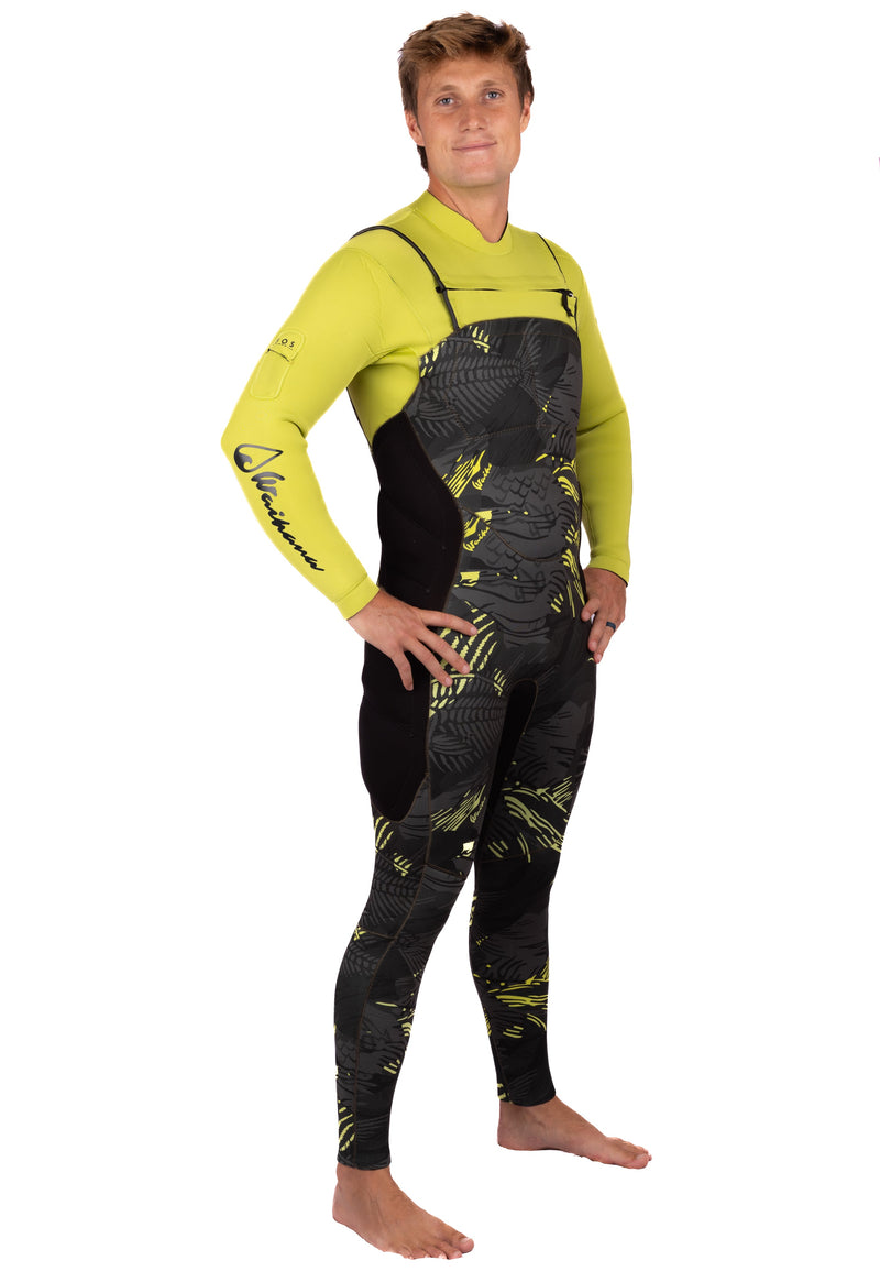 Waihana Men’s Lime Fishbone Impact 5/4mm Hooded Steamer Wetsuit