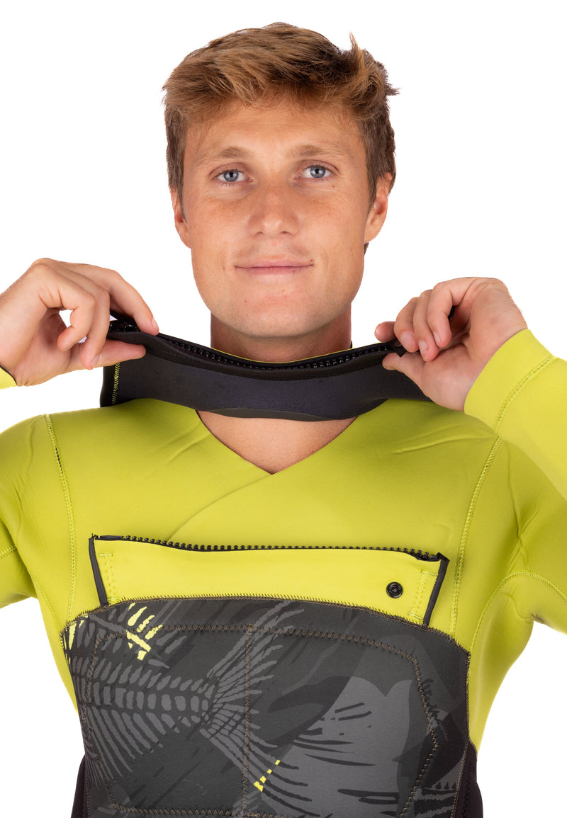 Waihana Men’s Lime Fishbone Impact 5/4mm Hooded Steamer Wetsuit