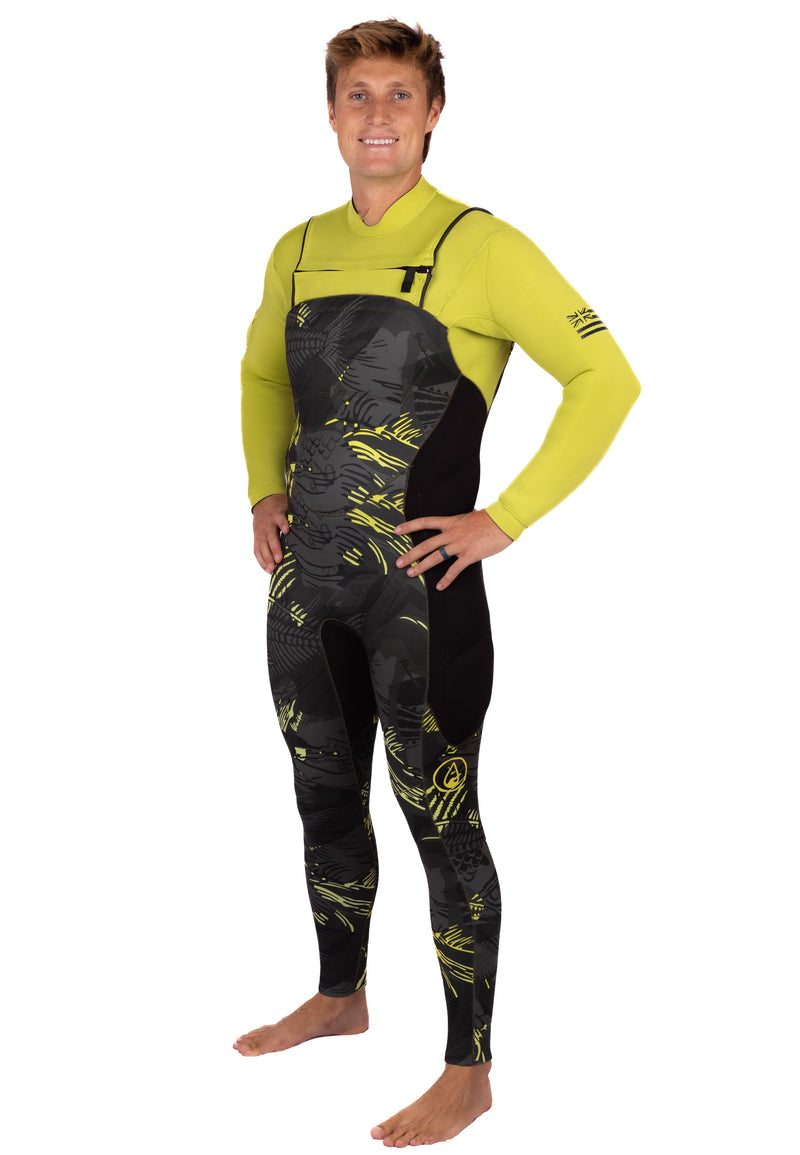 Waihana Men’s Lime Fishbone Impact 5/4mm Hooded Steamer Wetsuit