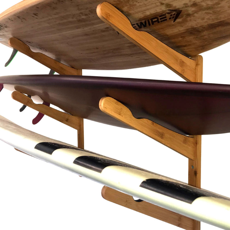 COR Surf Triple Surfboard Wall Rack - Bamboo